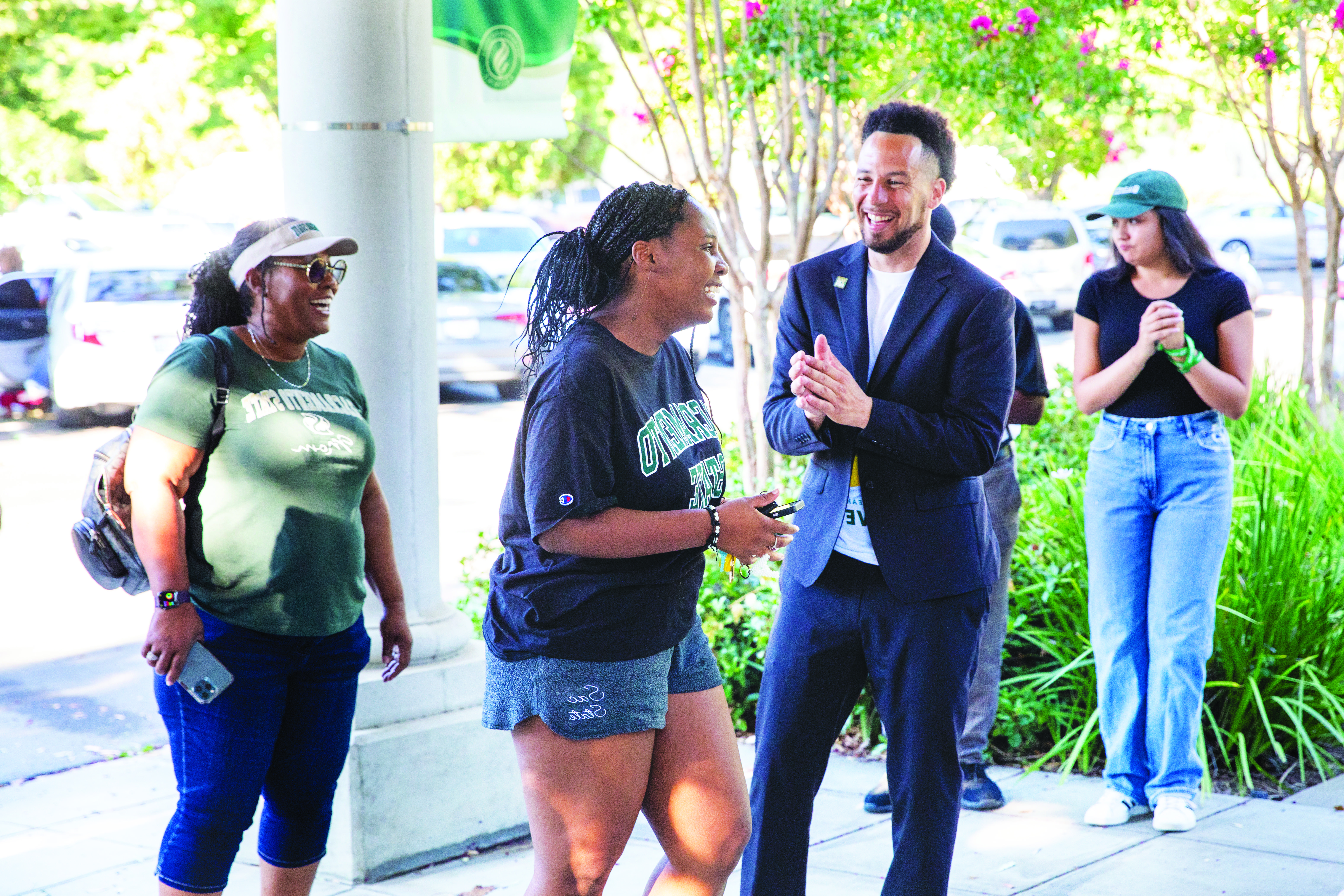 Photo: President Wood interacting with people